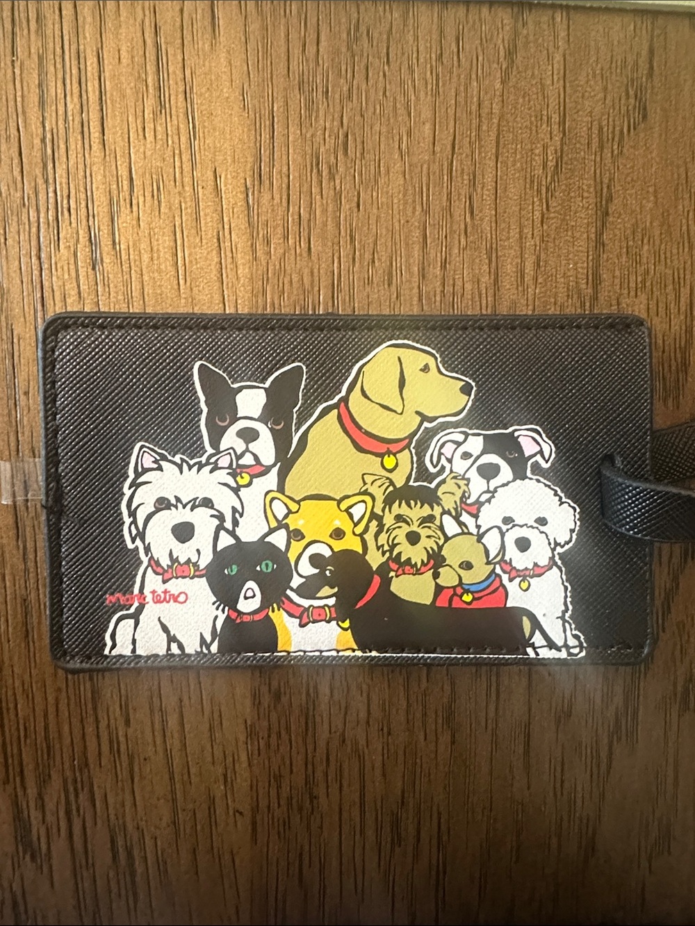 Marc Tetro Dog Print Black Luggage Tag